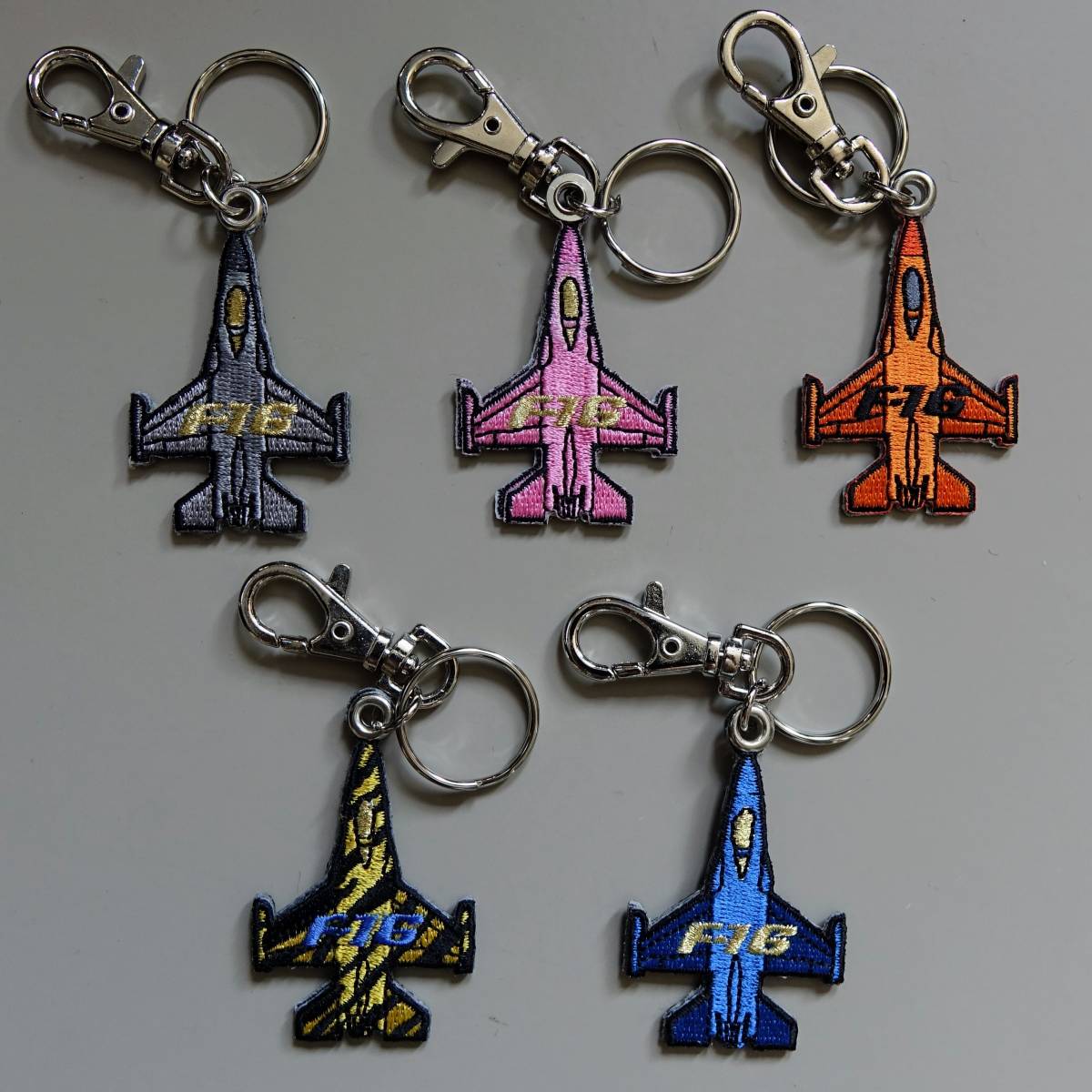 embroidered airplane silhouette key chains